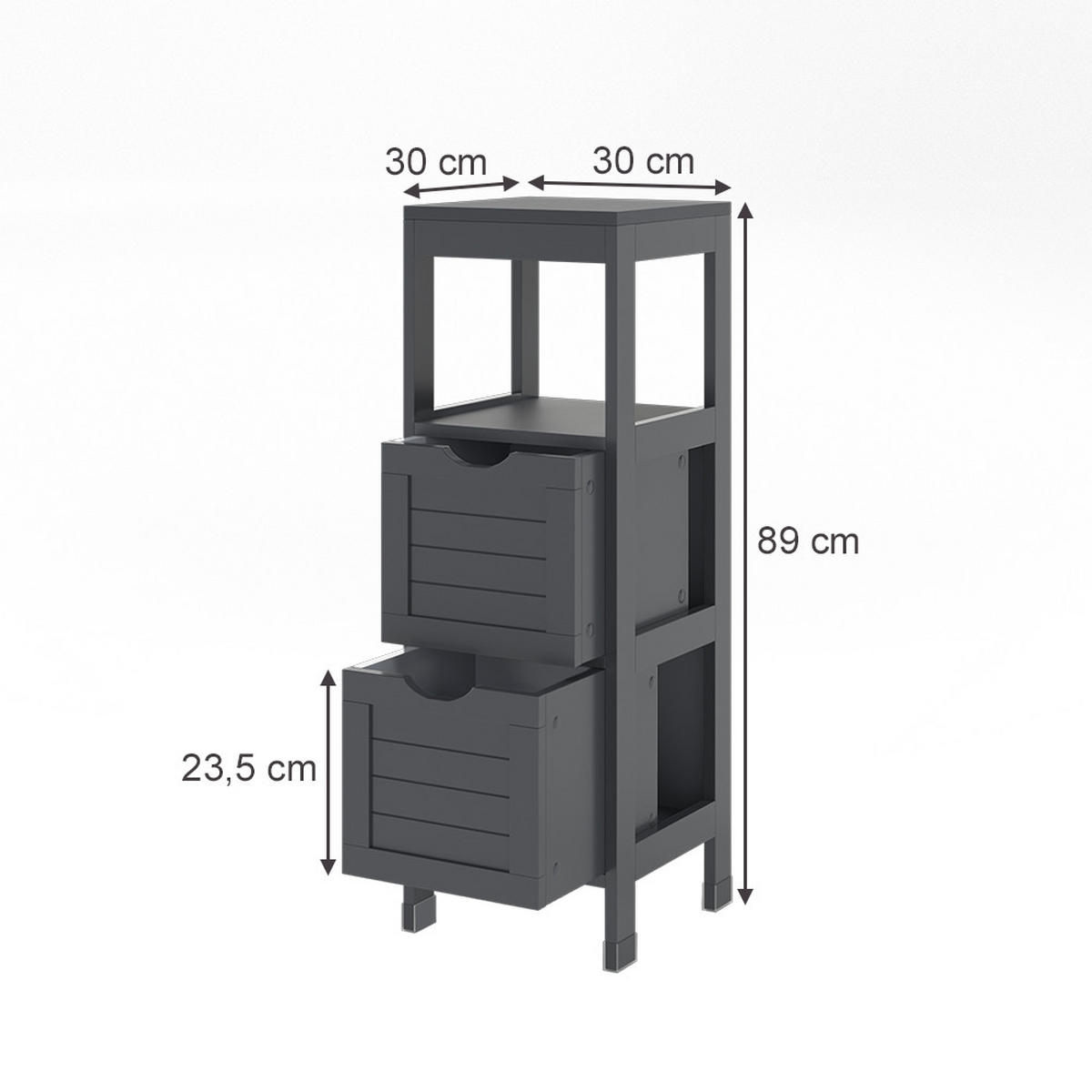 MIDISCHRANK Vilda Grau 30 x 89 cm mit 2 Schubkästen - Grau, Holzwerkstoff (30/89/30cm) - Vicco