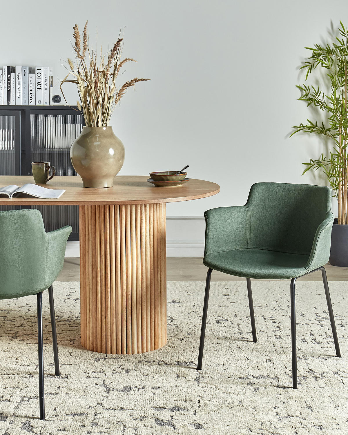 ESSZIMMERSTUHL 2er-Set Grün Belfield - Schwarz/Grün, Textil (45/79/52cm) - Beliani