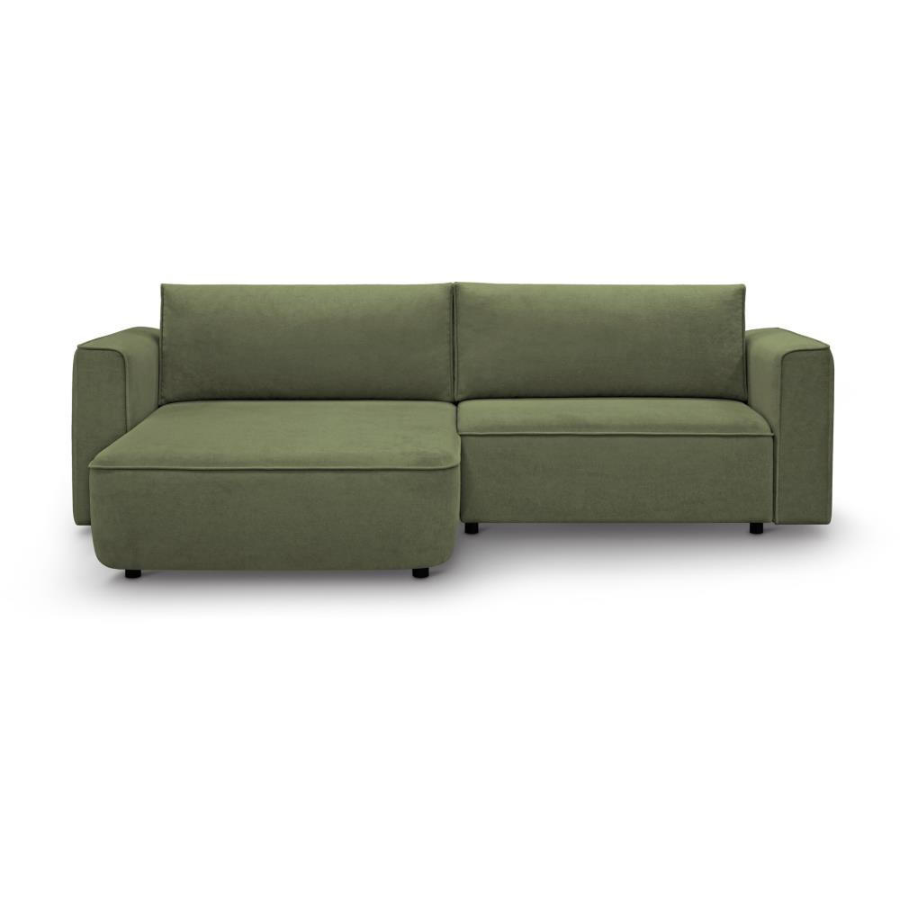 ECKSCHLAFSOFA Carlos grün - Schwarz/Grün, Kunststoff/Textil (265/170cm) - Beautysofa