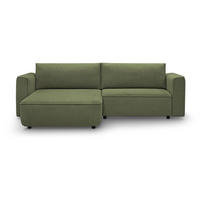 ECKSCHLAFSOFA Carlos grün - Schwarz/Grün, Kunststoff/Textil (265/170cm) - Beautysofa