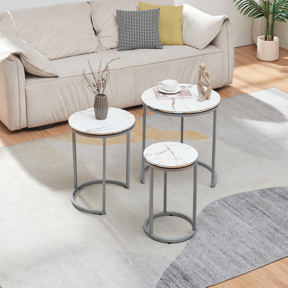 SATZTISCH Bornholm 50/50/55 - Weiß, Holzwerkstoff (50/50/55cm) - [en.casa]