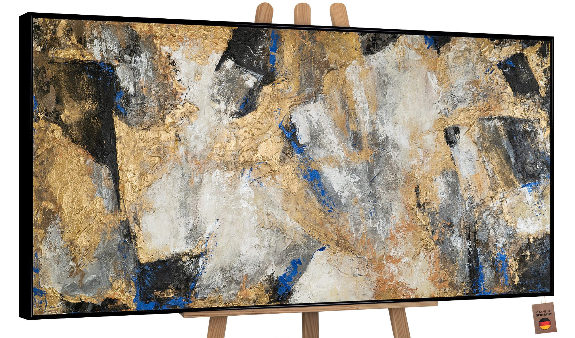 GEMÄLDE Goldener Kontrast Schattenfugenrahmen Schwarz 200x100 cm - Schwarz, Holz (200/100cm) - YS-art gallery