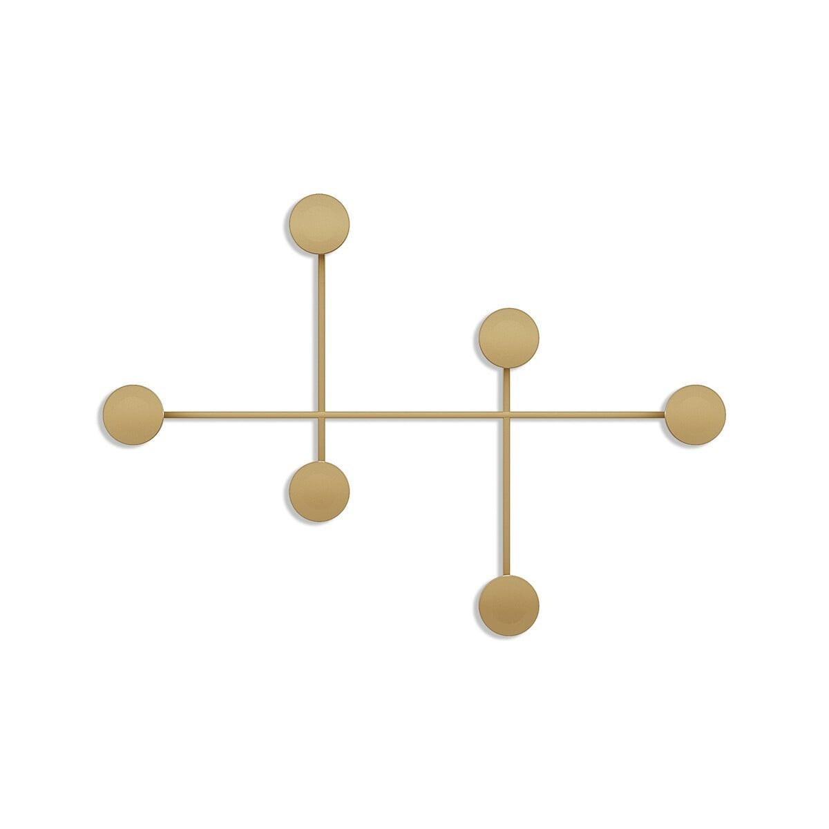 WANDGARDEROBE mit 6 Haken aus schwarzem Metall 82/10/60 cm - Goldfarben, Metall (10/60/10cm) - Calicosy