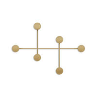 WANDGARDEROBE mit 6 Haken aus schwarzem Metall 82/10/60 cm - Goldfarben, Metall (10/60/10cm) - Calicosy