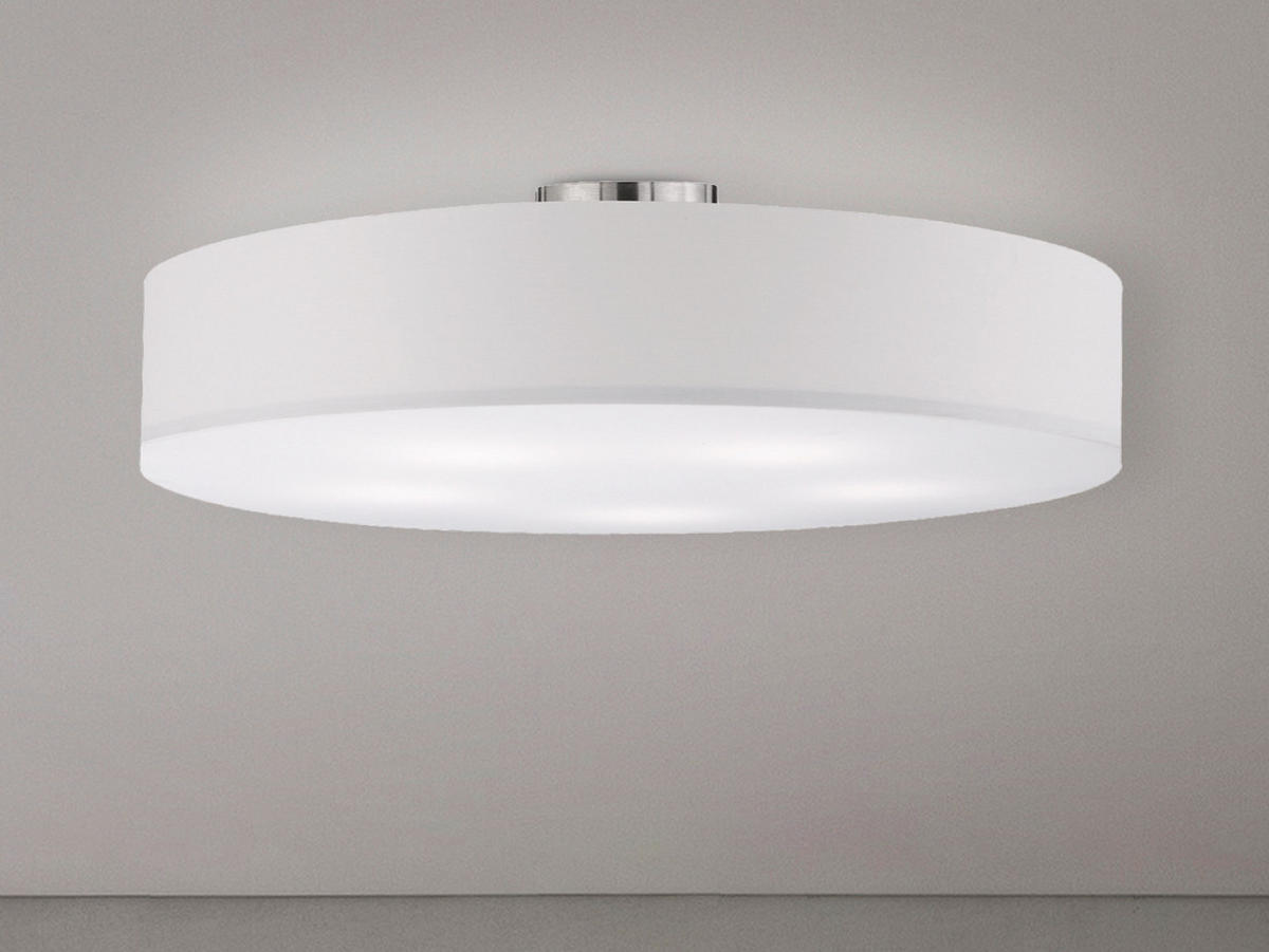 LED-DECKENLAMPE Ø65cm, Lampenschirm Stoff Weiß - Weiß, Textil (65/65/17cm) - meineWunschleuchte