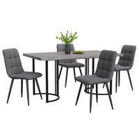 ESSGRUPPE Esstisch 4 Stühle MDF Grau Dunkelgrau 140x80cm - Grau, Holzwerkstoff (140/75/80cm) - FLIEKS