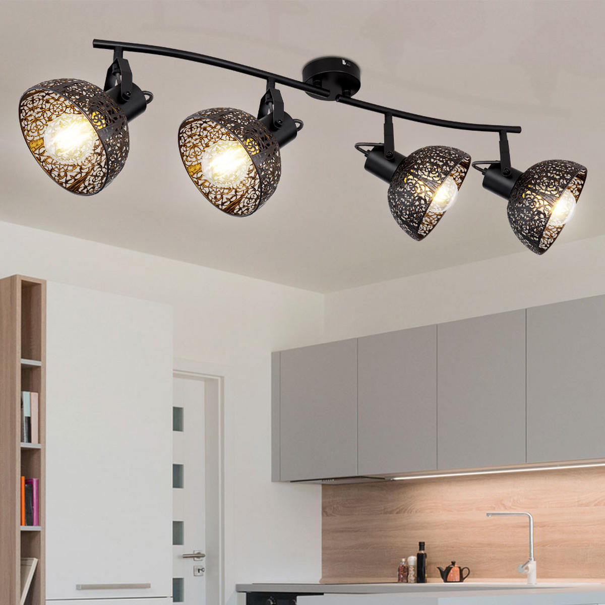 DECKENLEUCHTE PANTALLA Metall Schwarz - Schwarz, Metall (87/28.5/21.5cm) - Globo Lighting