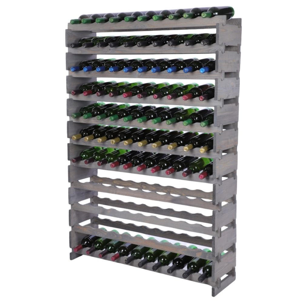 WEINREGAL VINOTECA FLEX PRO HxBxT 149x103x28 110 Flaschen auf 11 Ebene Grau - Grau, Holz (103/149/28cm) - PROREGAL