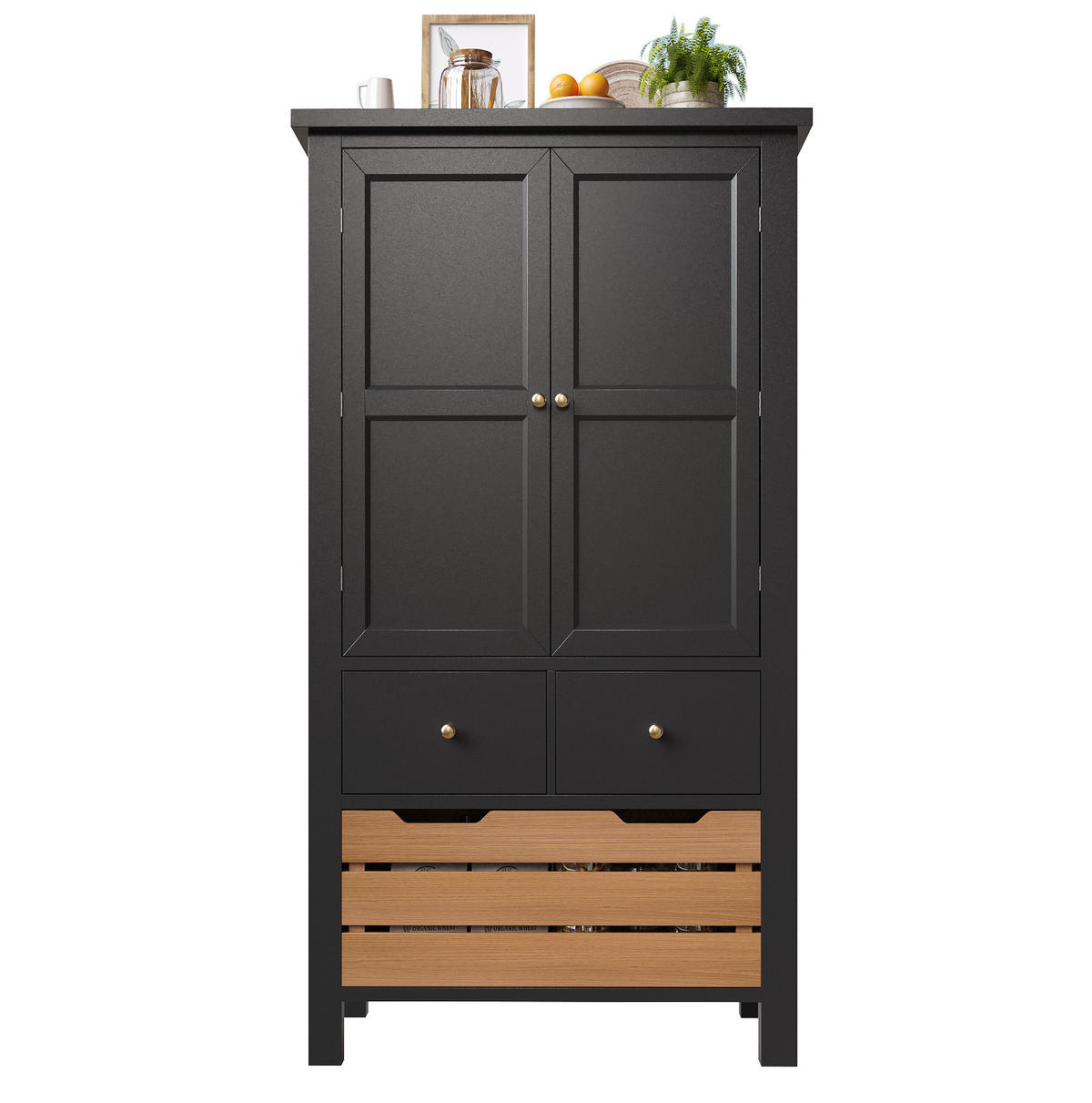HIGHBOARD mit Schubladen 80/40/140 cm in Schwarz mit viel Stauraum - Schwarz, Holzwerkstoff (80/140/40cm) - BEAOK