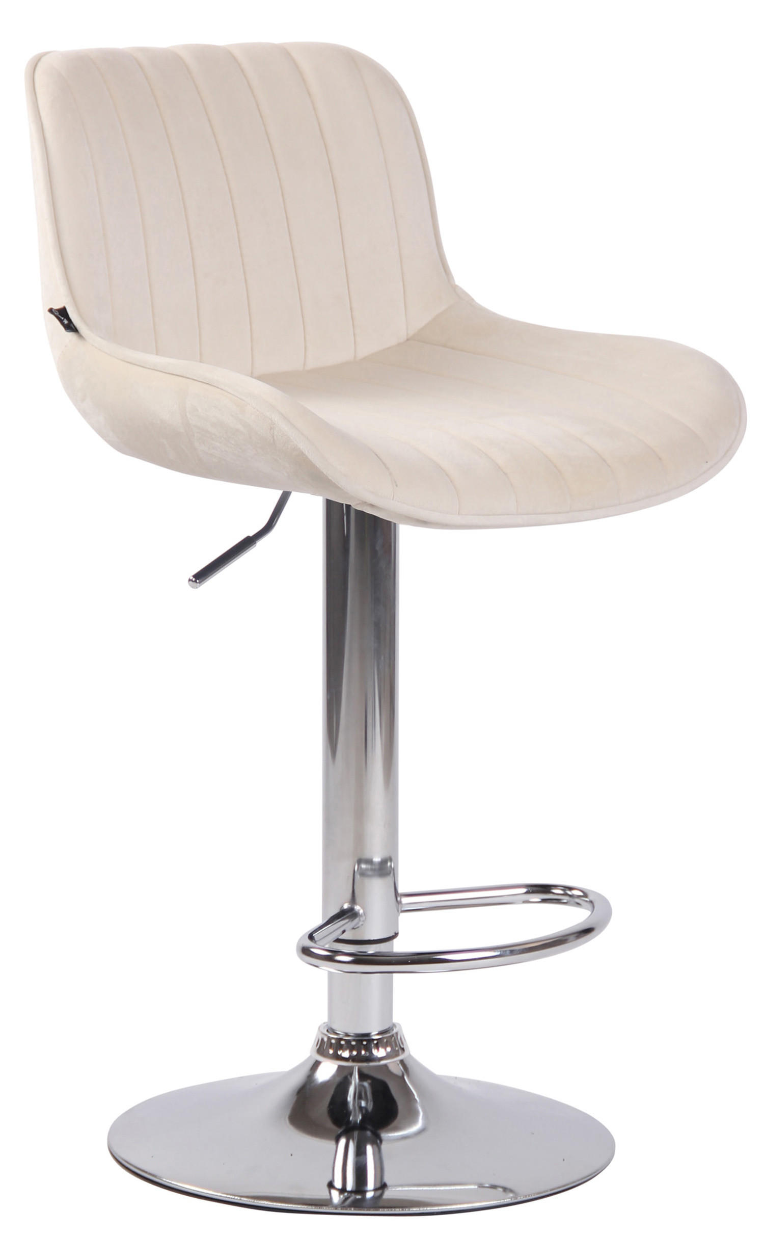 BARHOCKER Lento, Gestell Metall in Chromoptik, Samt Creme - Chromfarben/Creme, Textil/Metall (50/100/50cm) - TPFLiving