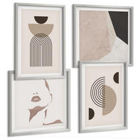 BILDER SET 4er Set - 50x50 cm & 40x60 cm Silberner Rahmen - Abstrakte Gesichtsformen - Silberfarben, Kunststoff (50/50cm) - TULUP