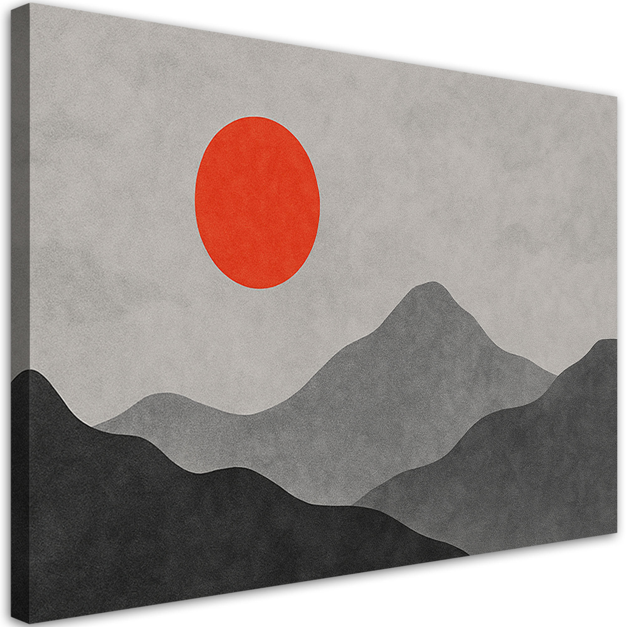 LEINWANDBILD Berge Landschaft Minimalismus 90x60cm - Grau, Textil (90/60cm) - Feeby