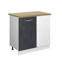 ECKUNTERSCHRANK R-Line Schwarz Beton 86 cm AP Eiche - Schwarz/Weiß, Holzwerkstoff (86/81.6/60cm) - Vicco