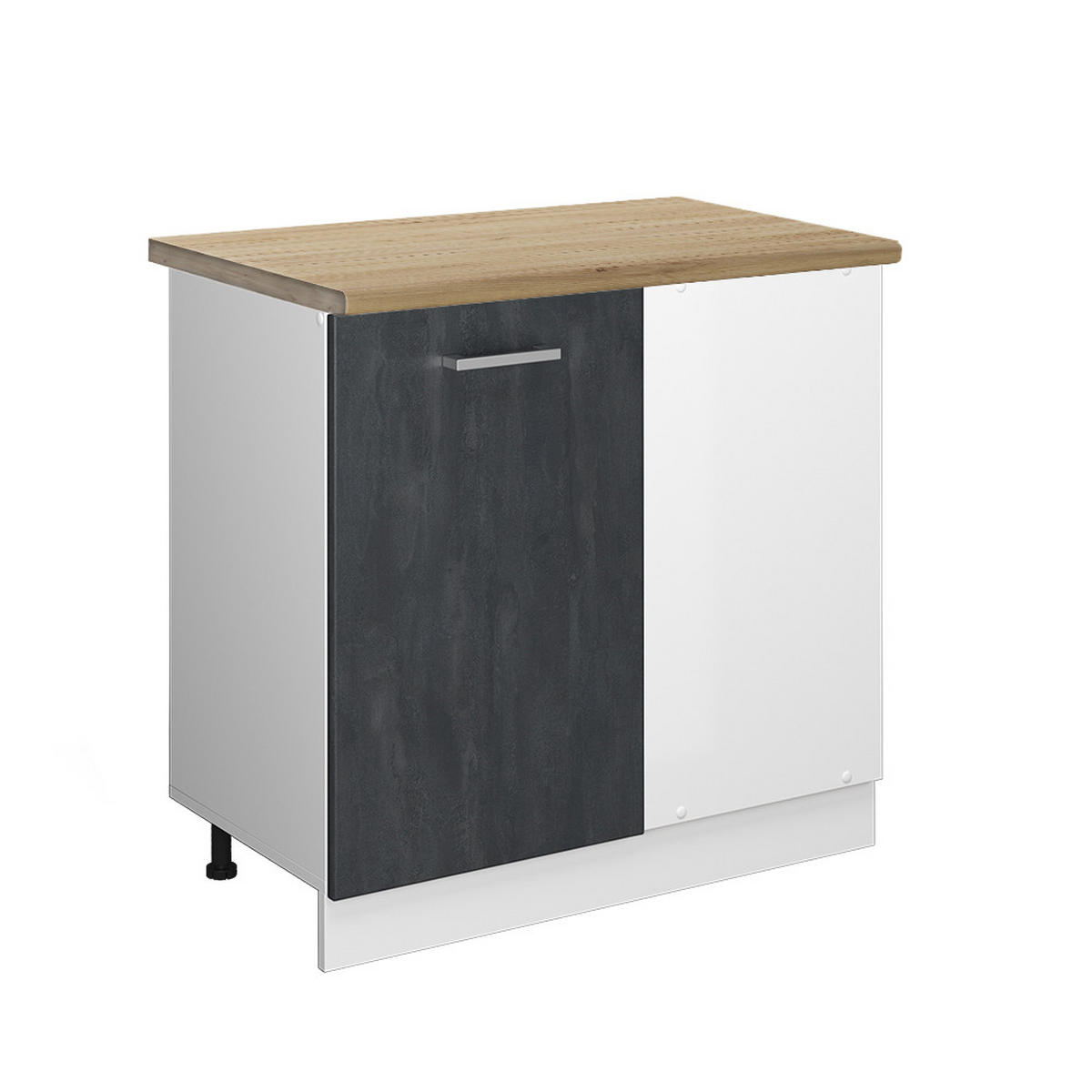 ECKUNTERSCHRANK R-Line Schwarz Beton 86 cm AP Eiche - Schwarz/Weiß, Holzwerkstoff (86/81.6/60cm) - Vicco