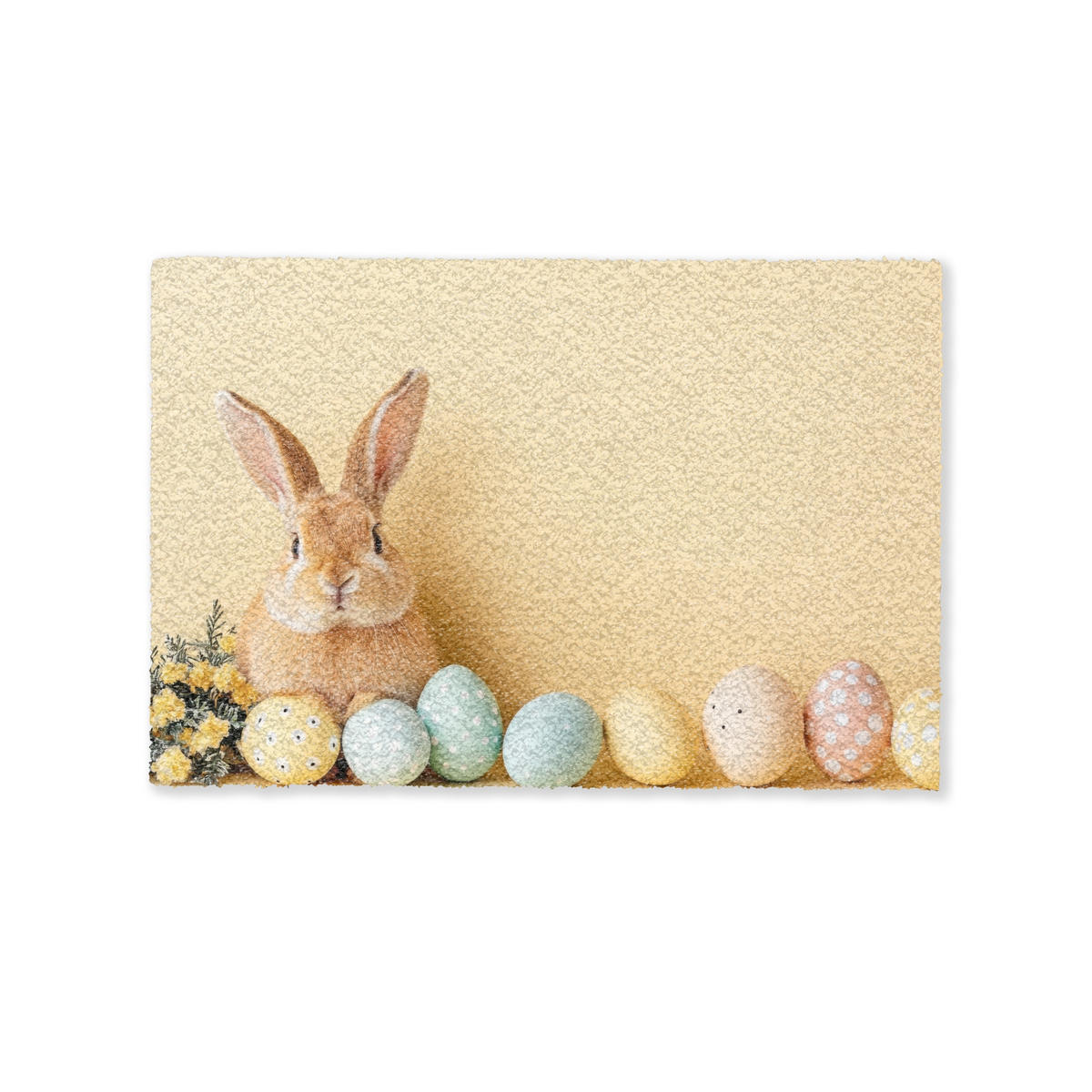 FUSSMATTE Eier - Kaninchen - Pastellfarbtöne 60x40 cm - Hellgelb, Kunststoff (40/60cm) - MuchoWow
