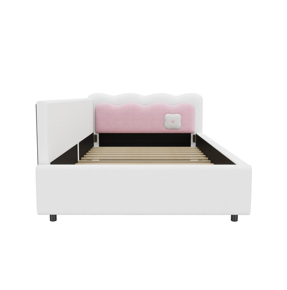 DNEVNI krevet 90/200 cm bijeli od baršuna i MDF-a s LED rasvjetom - bijela, tekstil (90/200cm) - OKWISH