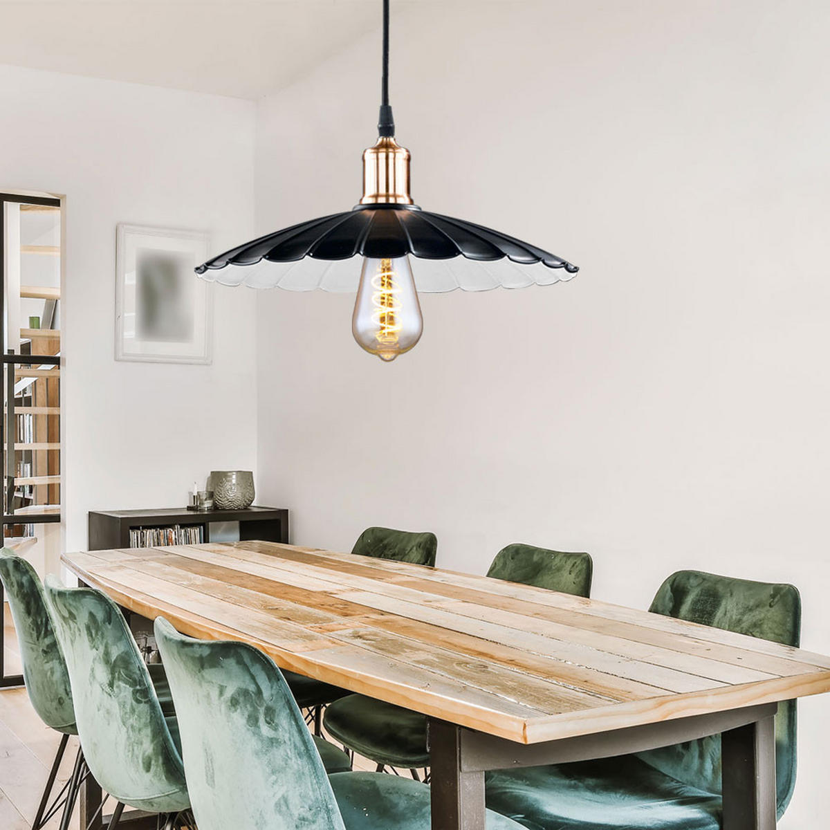 HÄNGELEUCHTE Metall Schwarz Weiß Rund - Schwarz, Metall (35/35/140cm)