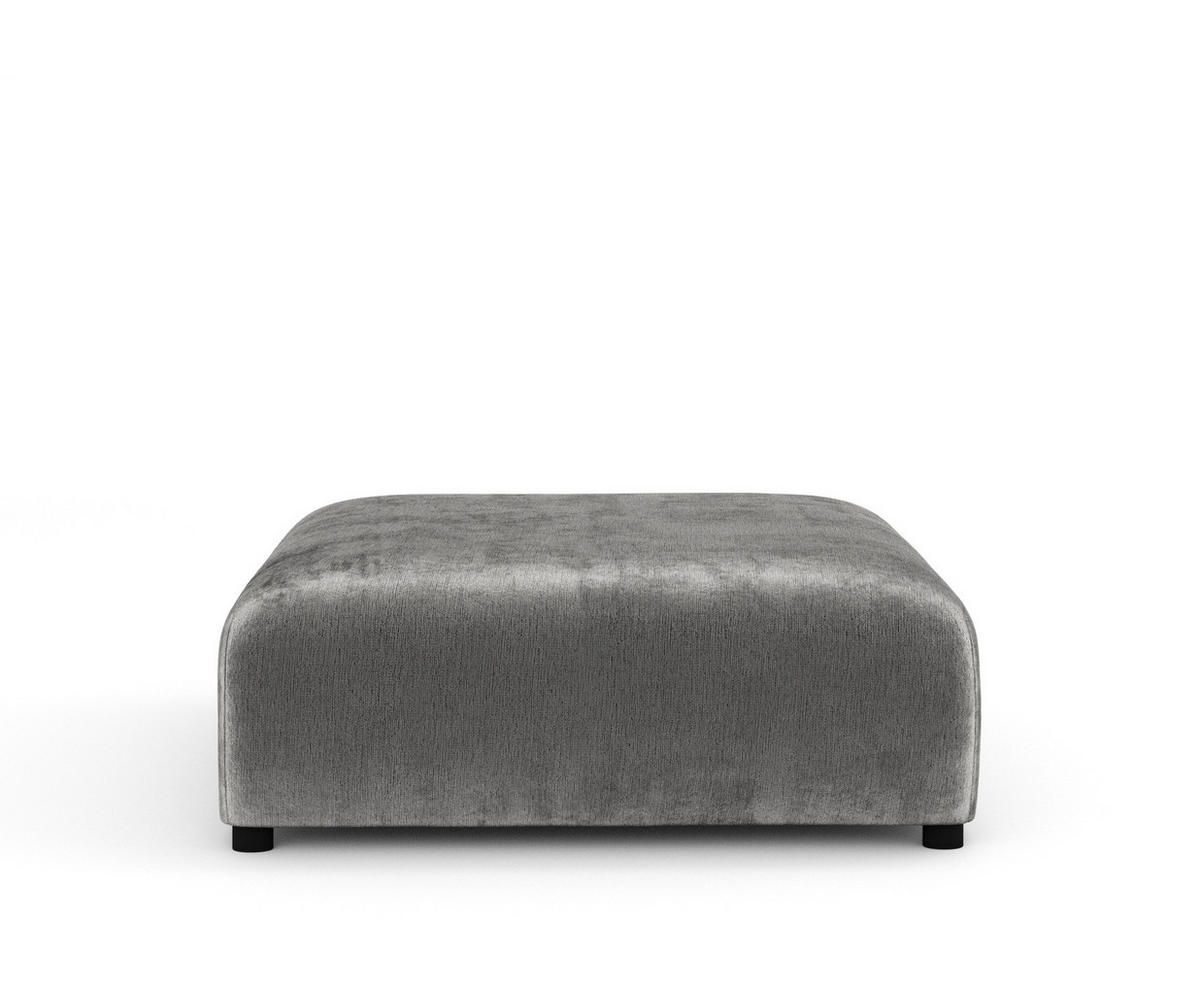 POUF L Zanzibar Grau Chenille - Schwarz/Grau, Holz/Holzwerkstoff (110/37/110cm) - Maison de Reve