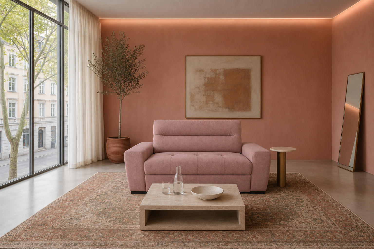 2-SITZER Carlisle Chenille Rosa 183/97/93 cm - Rosa, Kunststoff/Textil (183/93/97cm) - foamnova