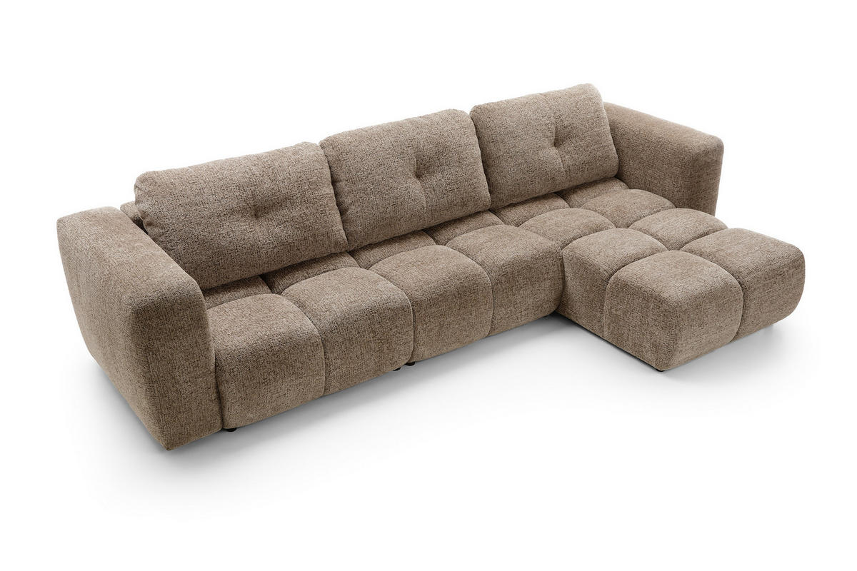 ECKSOFA ARTE 03 Braun Chenille mit Schlaffunktion - Braun, Holz (336/177cm) - MASSENO