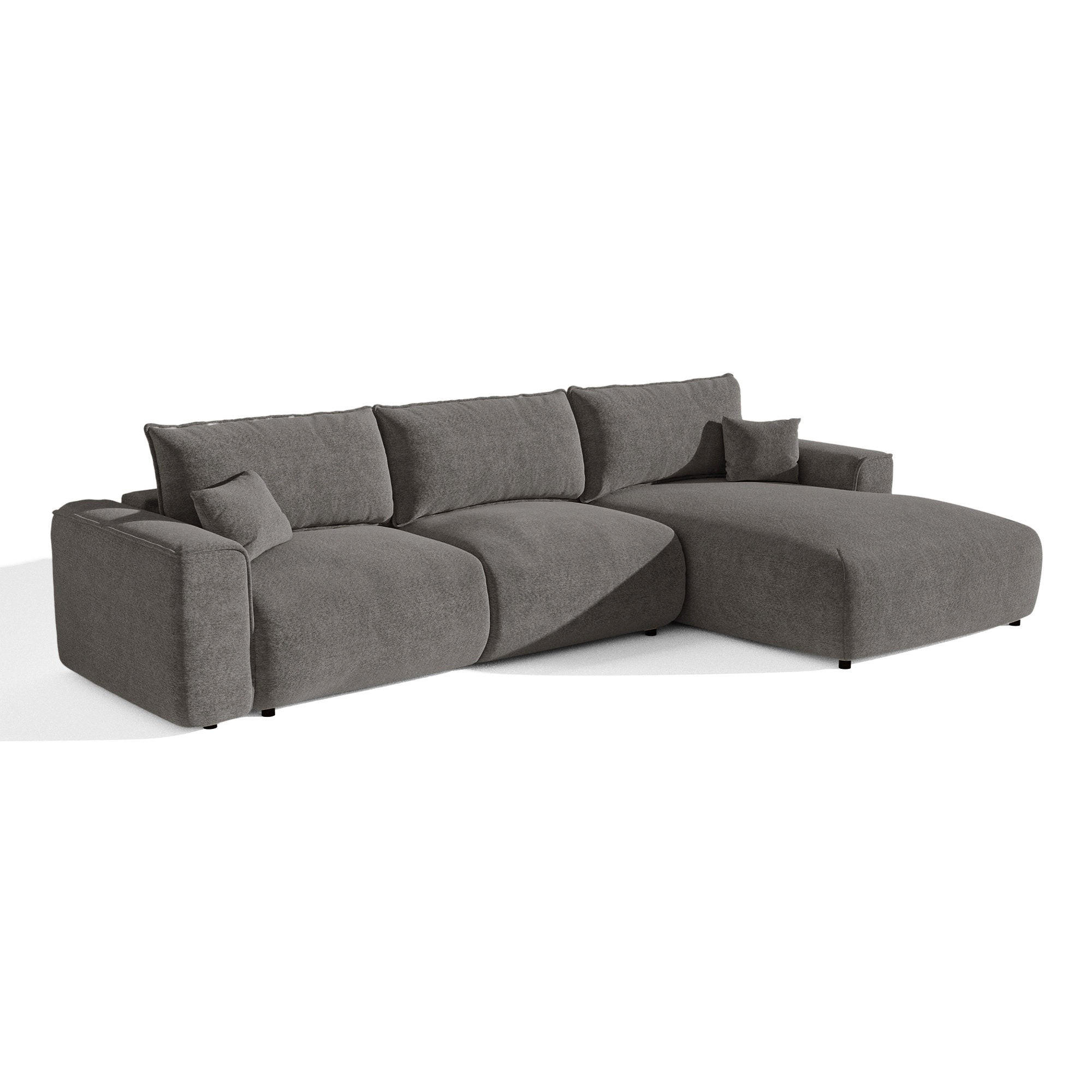 ECKSOFA rechtwinklig COMO Bouclé-Stoff Graphitgrau 297cm - Dunkelgrau/Graphitfarben, Textil (297/167cm) - Premium Interiors