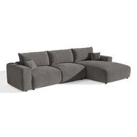 ECKSOFA rechtwinklig COMO Bouclé-Stoff Graphitgrau 297cm - Dunkelgrau/Graphitfarben, Textil (297/167cm) - Premium Interiors