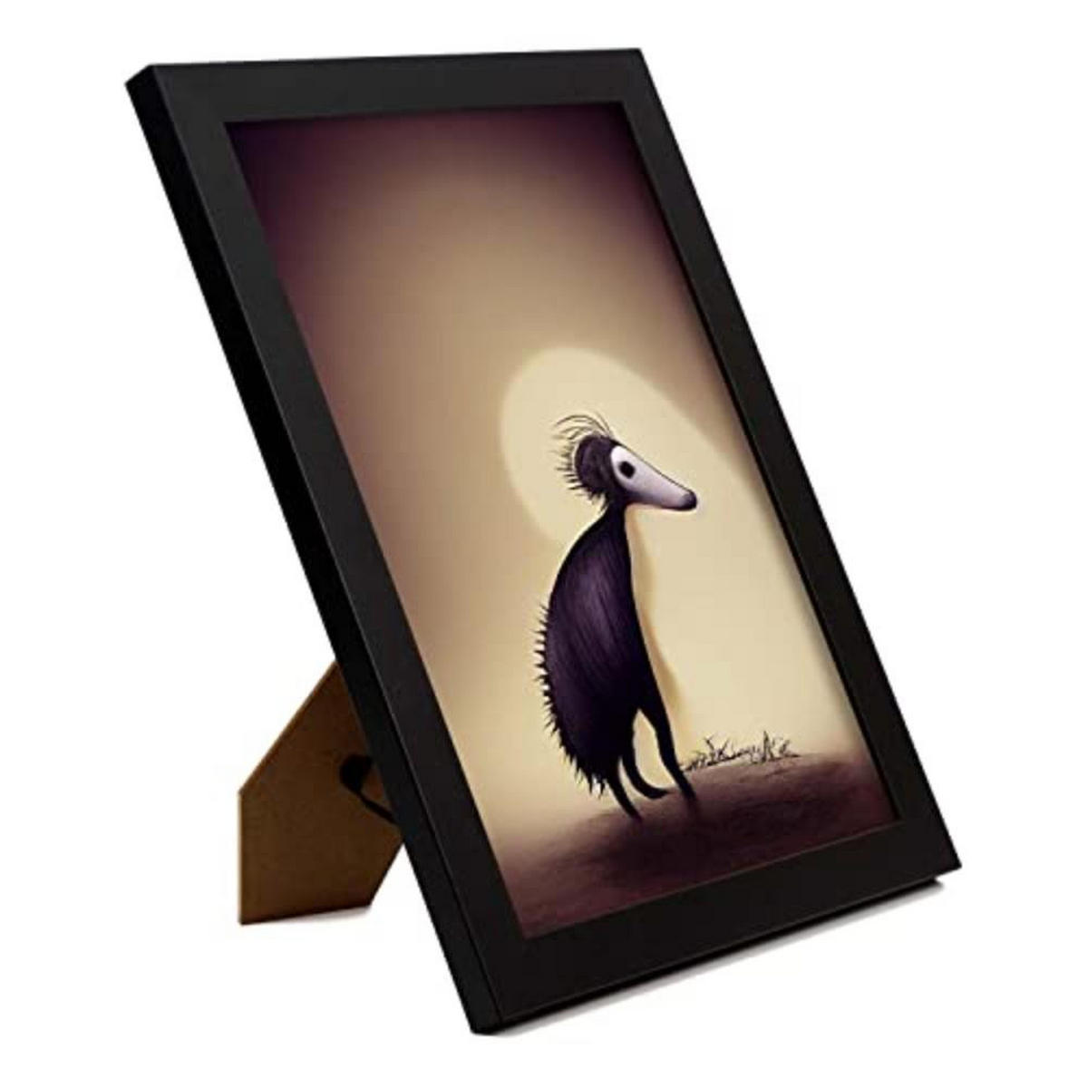 POSTER Set mit 4 Wald Tier im T Burton Goth Stil A4 Schwarzer Rahmen - Schwarz, Papier (29.7/3cm) - Nacnic