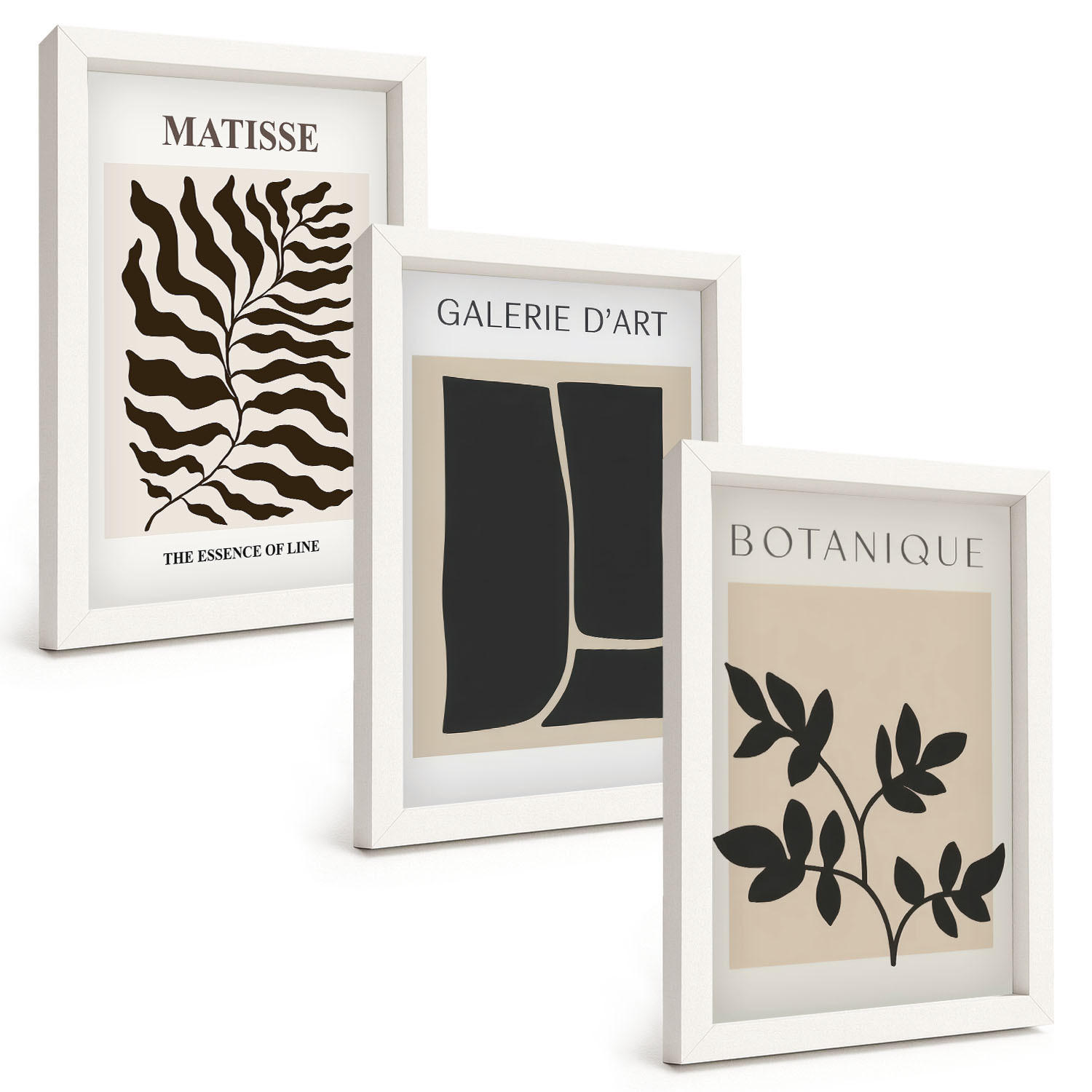 BILDER SET 3er Set - 20x30 cm Weißer Rahmen - Minimalistische Pflanzenposter - Weiß, Kunststoff (20/30cm) - TULUP