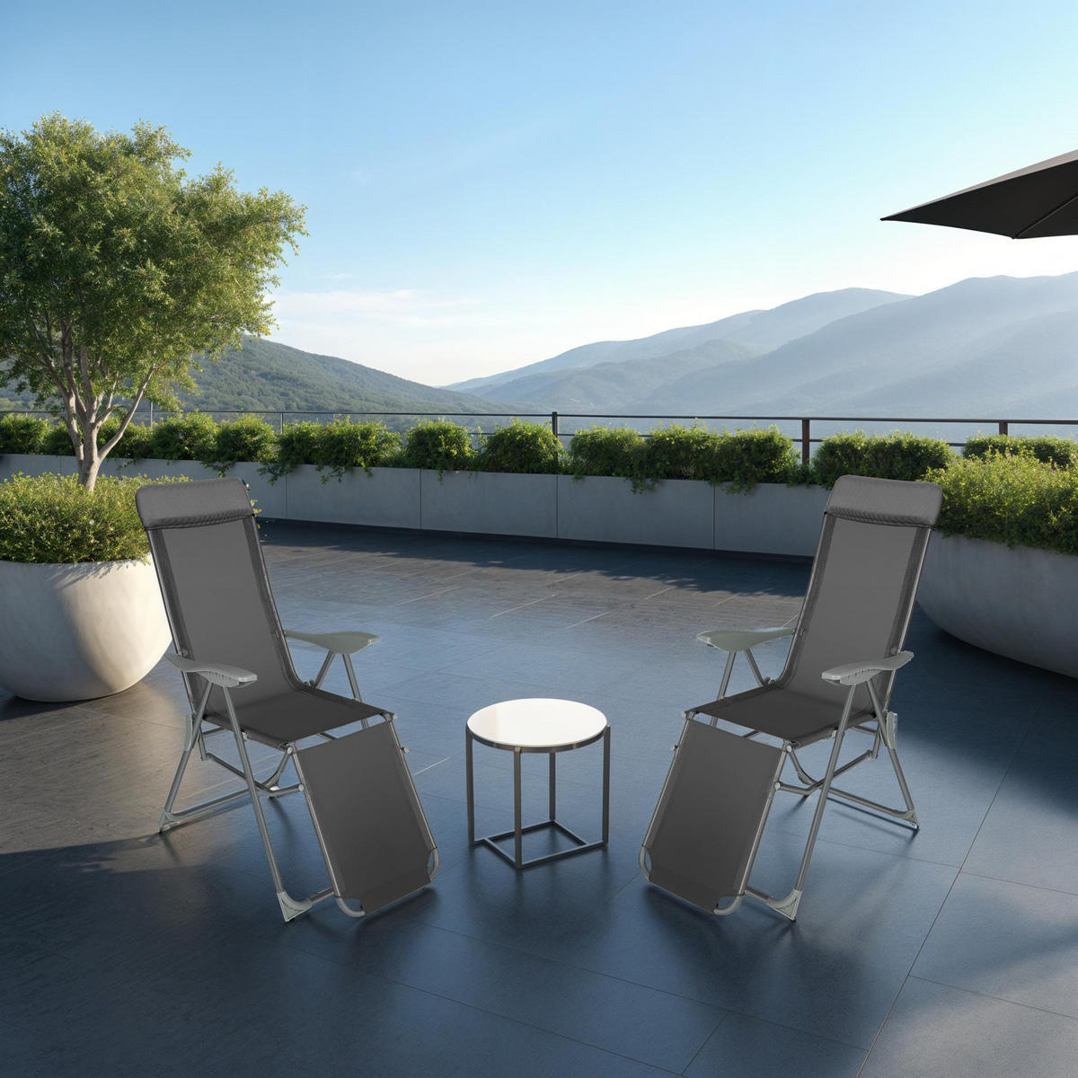 GARTENSTUHL Jana 2er Set, 146, 5 x 59 x 117, 5 cm, anthrazit - Anthrazit, Metall (59/117.5/146.5cm) - tectake