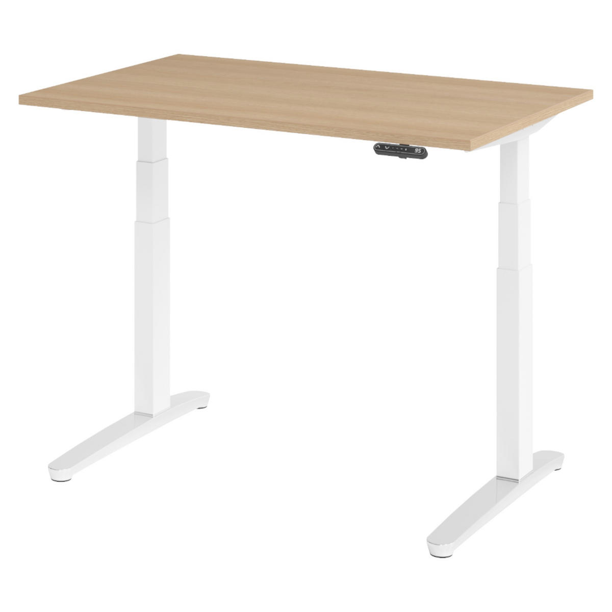 SCHREIBTISCH elektrisch XBHM 80/120/74 cm in Eichefarben/Weiß/Alu poliert - Eichefarben/Weiß, Holzwerkstoff (80/120/74cm) - bümö