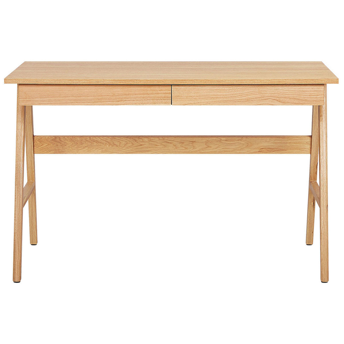 SCHREIBTISCH heller Holzfarbton 120/70/75 cm Sheslay - Hellgrau, Holzwerkstoff (70/120/75cm) - Beliani