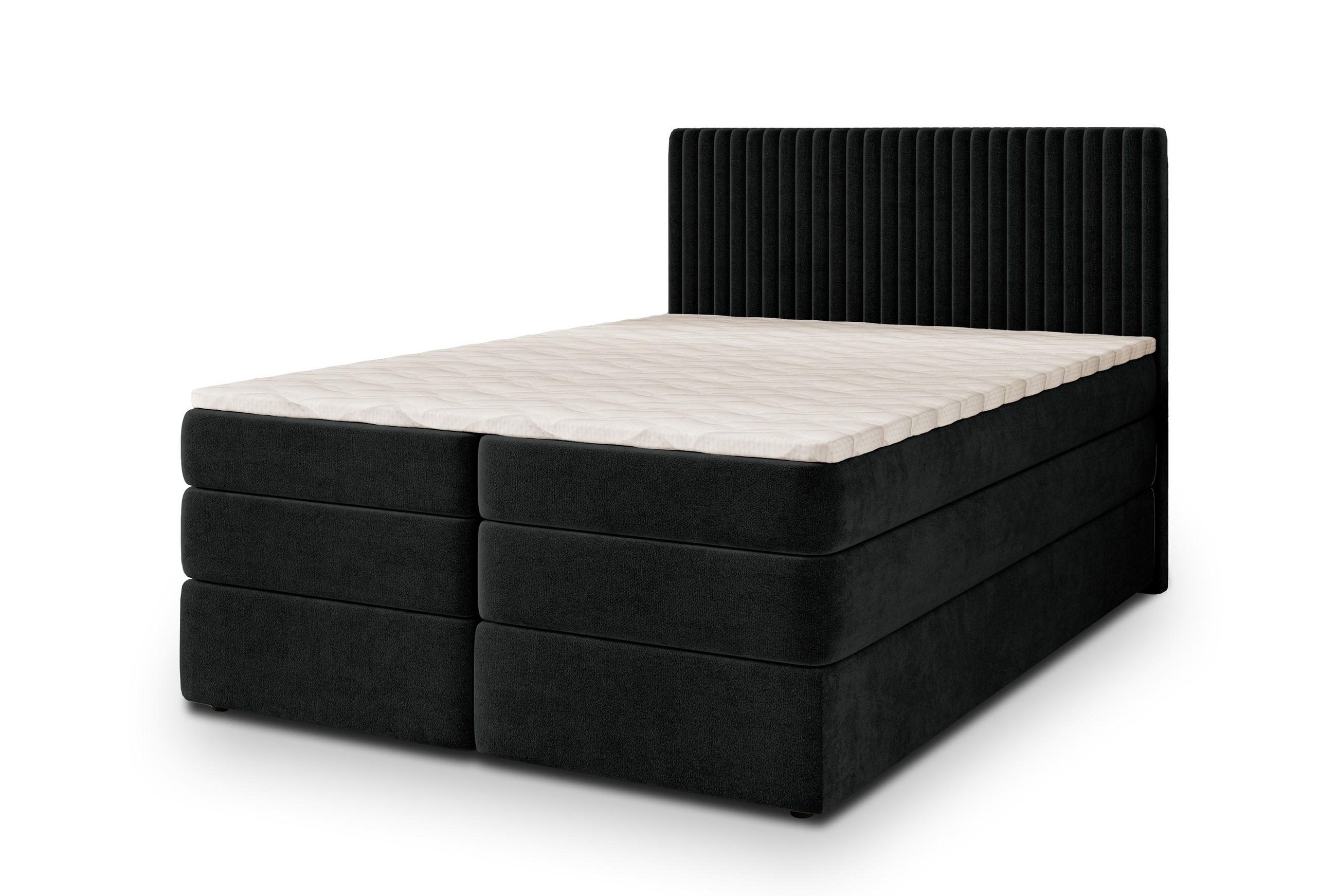 POSTEL BOXSPRING FELBIO 160x200 cm, s matrací a úložným prostorem, černá - černá, kompozitní dřevo/textil (160/200cm) - MASSENO