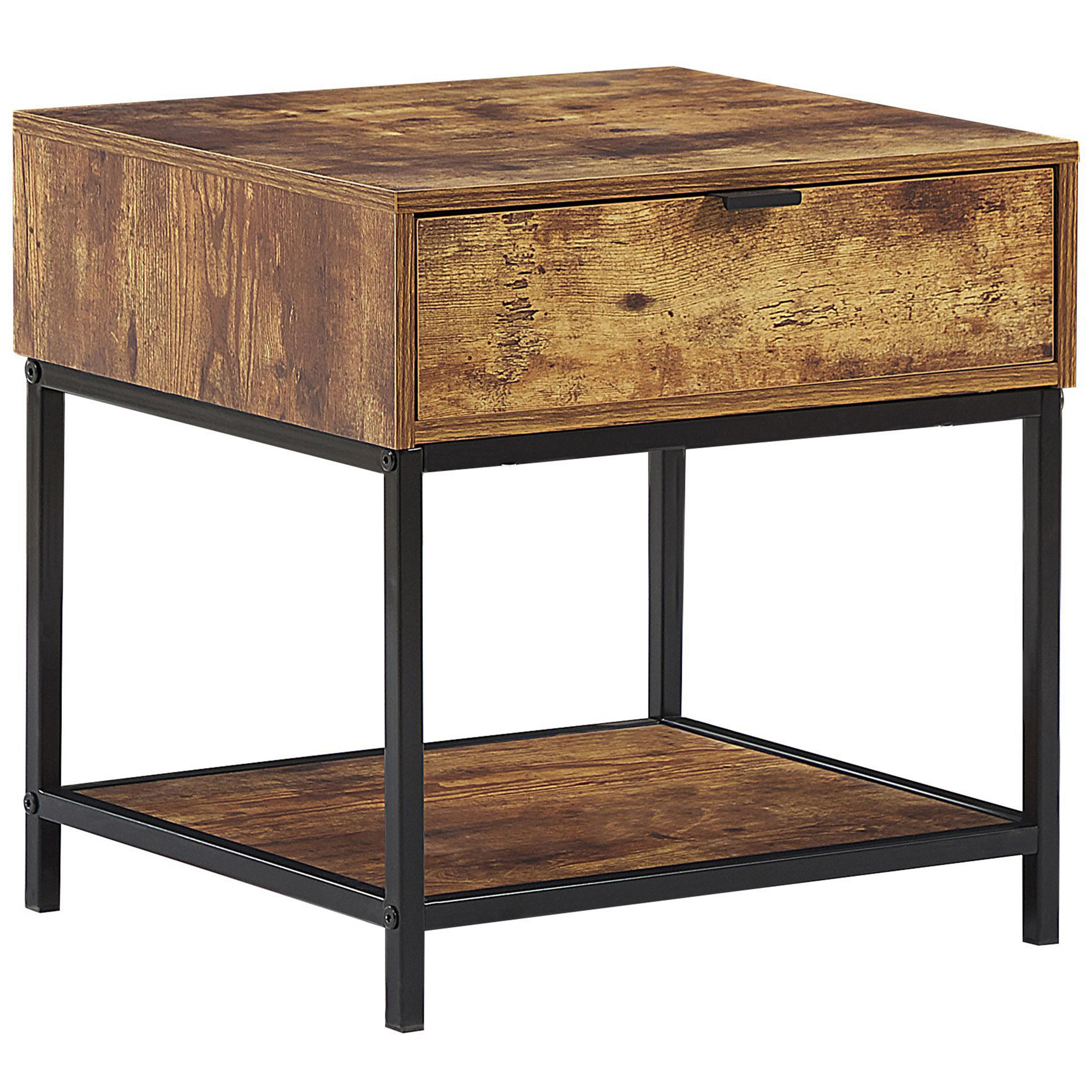 BEISTELLTISCH dunkler Holzfarbton/schwarz rechteckig 45/40cm Berkley - Dunkelbraun/Schwarz, Holzwerkstoff (39/45/45cm) - Beliani