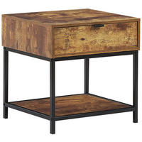 BEISTELLTISCH dunkler Holzfarbton/schwarz rechteckig 45/40cm Berkley - Dunkelbraun/Schwarz, Holzwerkstoff (39/45/45cm) - Beliani