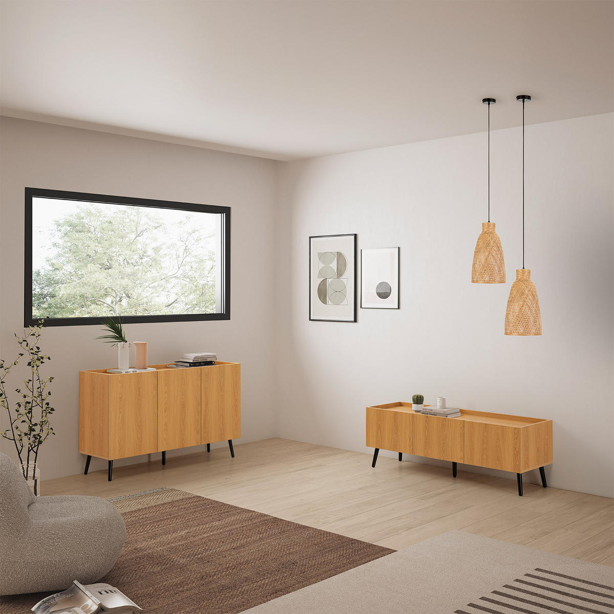 TV-ELEMENT Siren 3 türen Eichenfarbe - Honigeiche, Holzwerkstoff (130/45/40cm) - VS Venta-stock