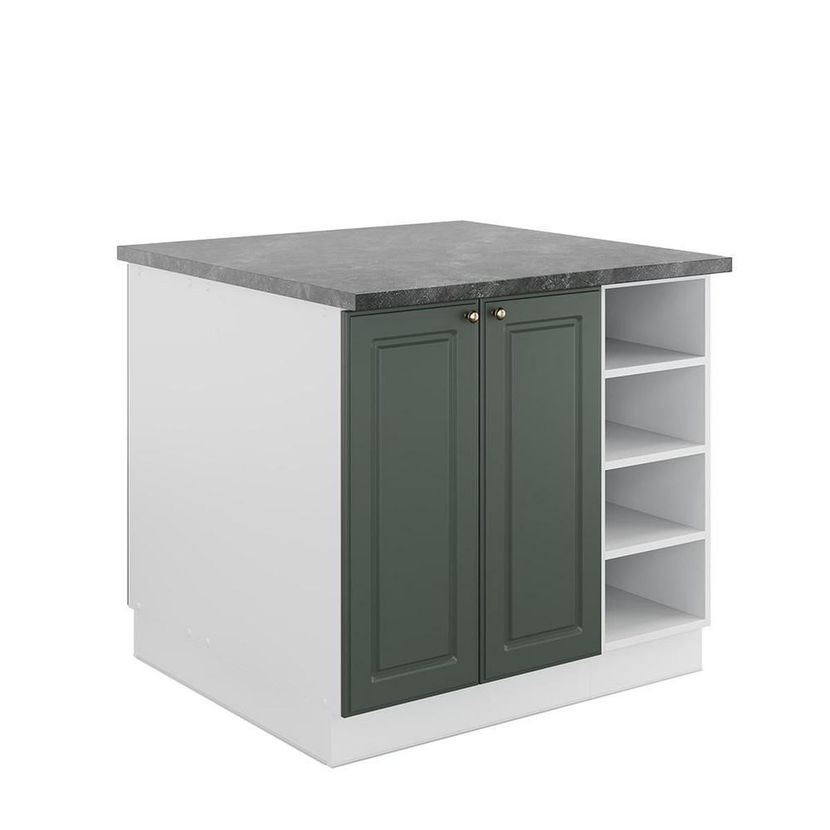 KÜCHENINSEL Fame-Line Grün-Gold Landhaus/Weiß 90 cm ohne Arbeitsplatte - Weiß/Grün, Holzwerkstoff (90/82/82cm) - Vicco