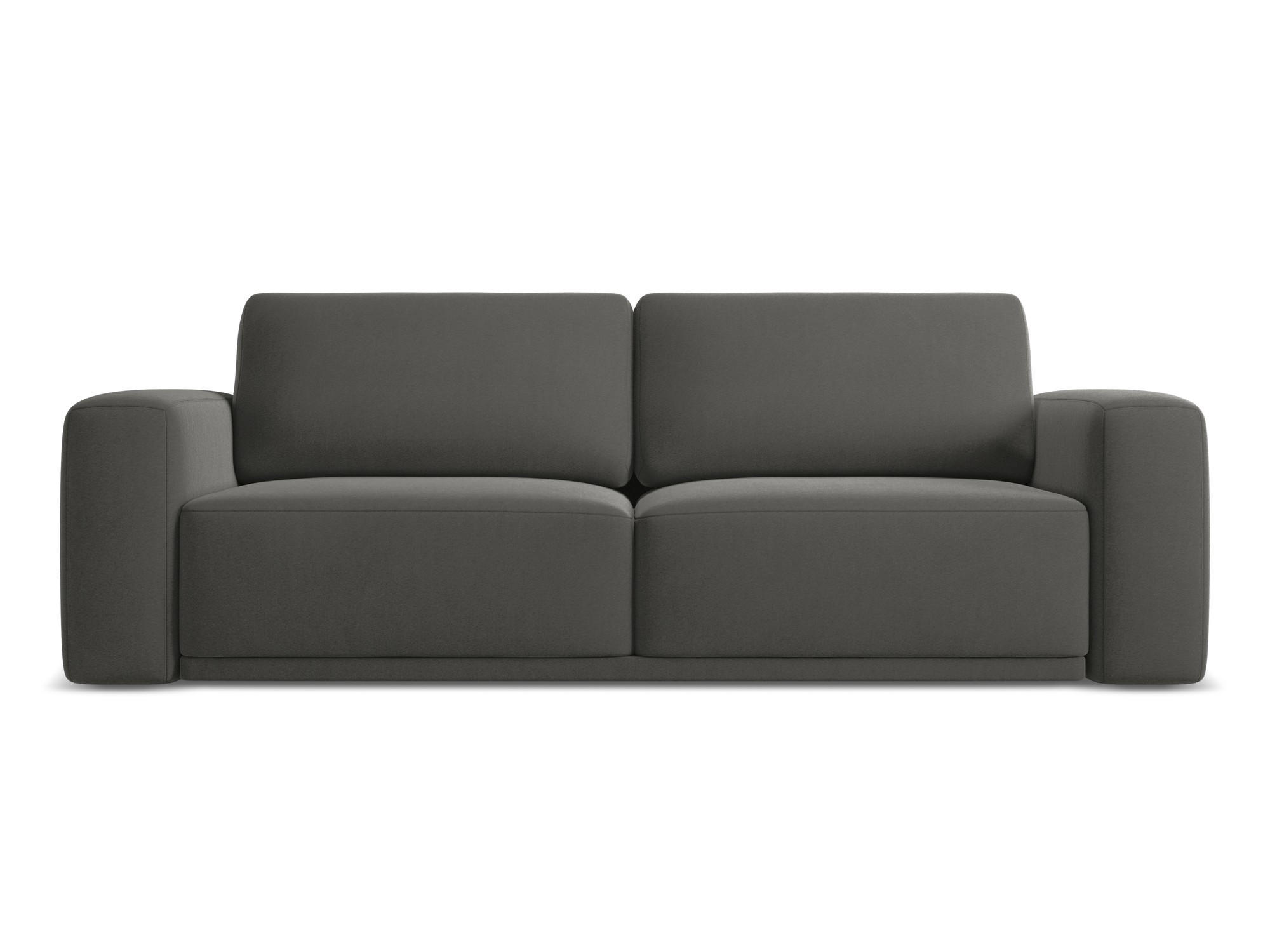 3-SITZER SOFA mit Schlaffunktion Samt Stoff Grau - Dunkelgrau/Schwarz, Kunststoff/Textil (242/91/100cm) - Makamii