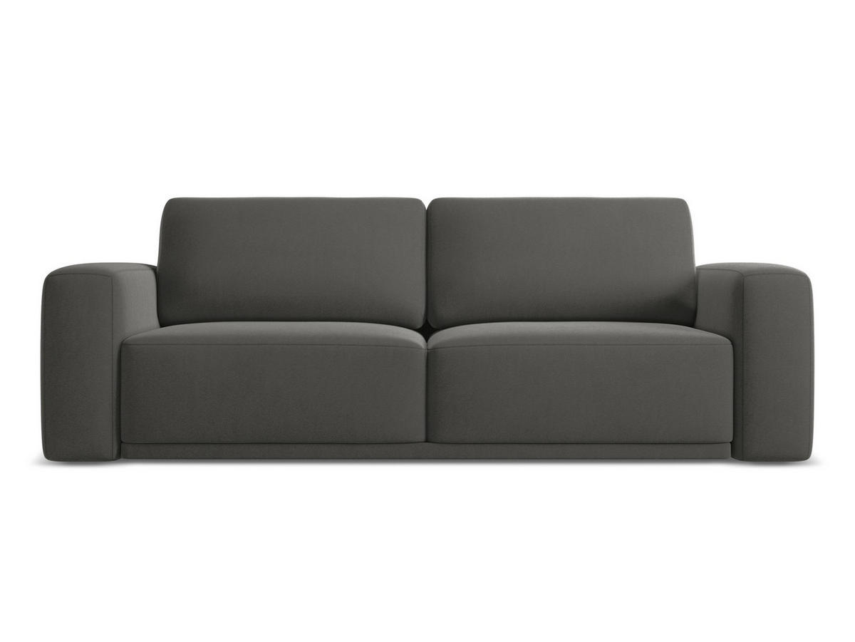3-SITZER SOFA mit Schlaffunktion Samt Stoff Grau - Dunkelgrau/Schwarz, Kunststoff/Textil (242/91/100cm) - Makamii