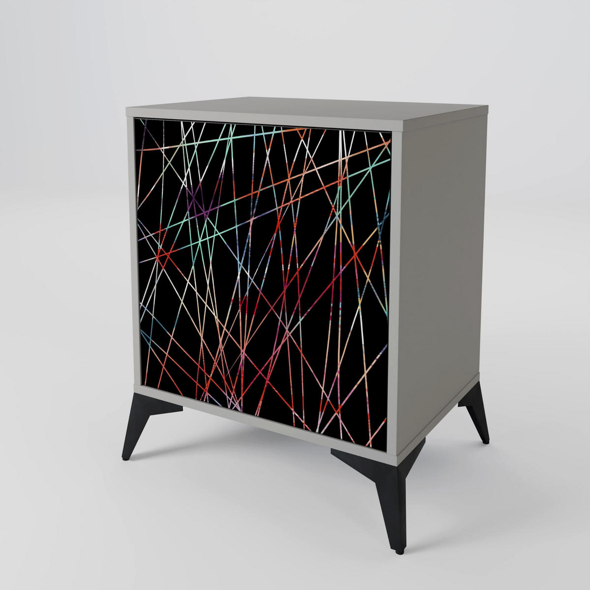 SIDEBOARD LUMINOUS SNARE, Grau, 57,5x42x75,5 cm, Goldfarbene Metallfüße - Goldfarben/Multicolor, Holzwerkstoff/Metall (57.5/75.5/42cm) - SpaceRebels