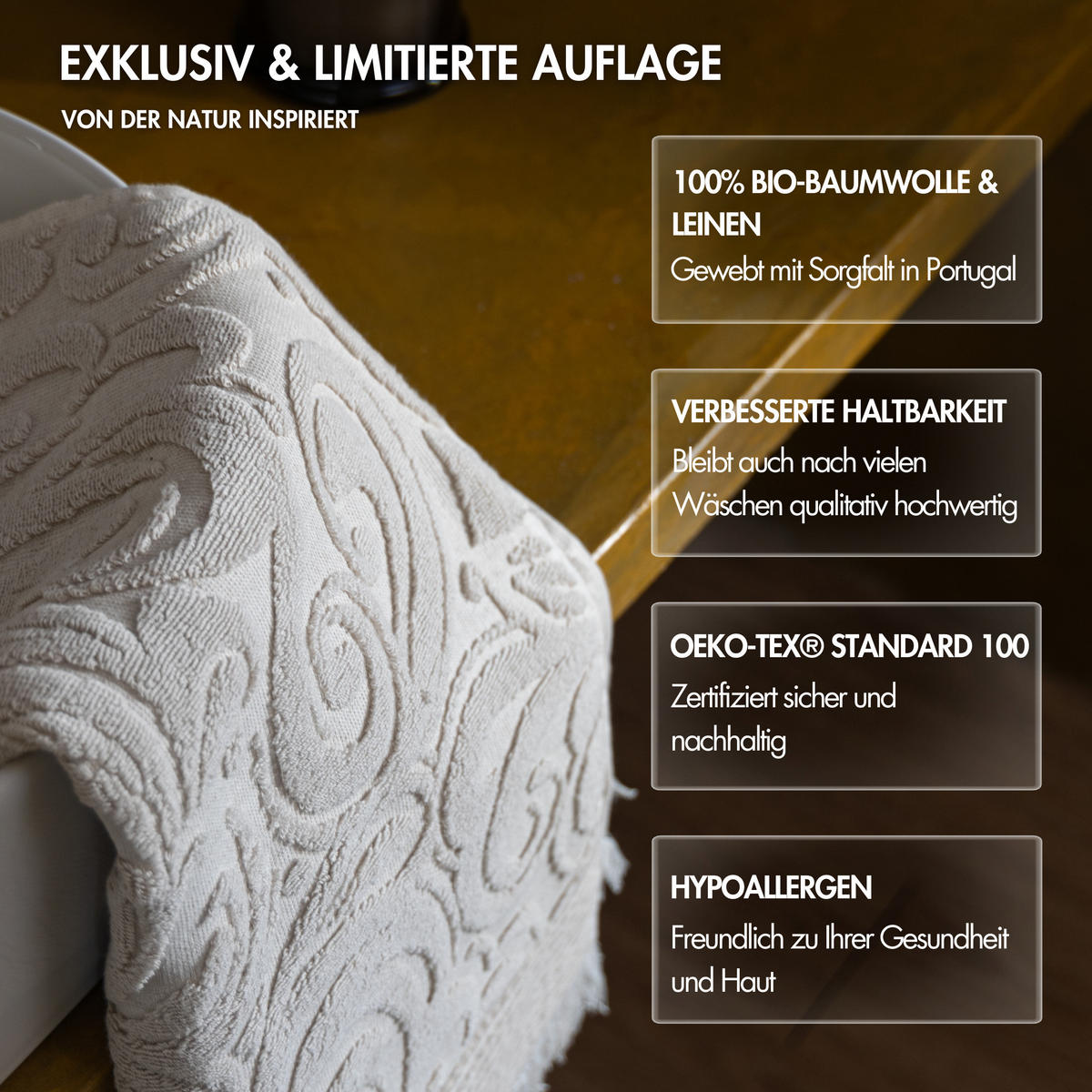 HANDTUCH Harmony 2er Set, 50x100cm, Baumwolle & Leinen, Beige - Beige, Textil (50/100cm) - SOWL
