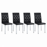 ESSZIMMERSTUHL 4er-Set mit Rautensteppung PU-Leder Schwarz Silber - Schwarz, Metall (46/89/42.2cm) - Meubliv