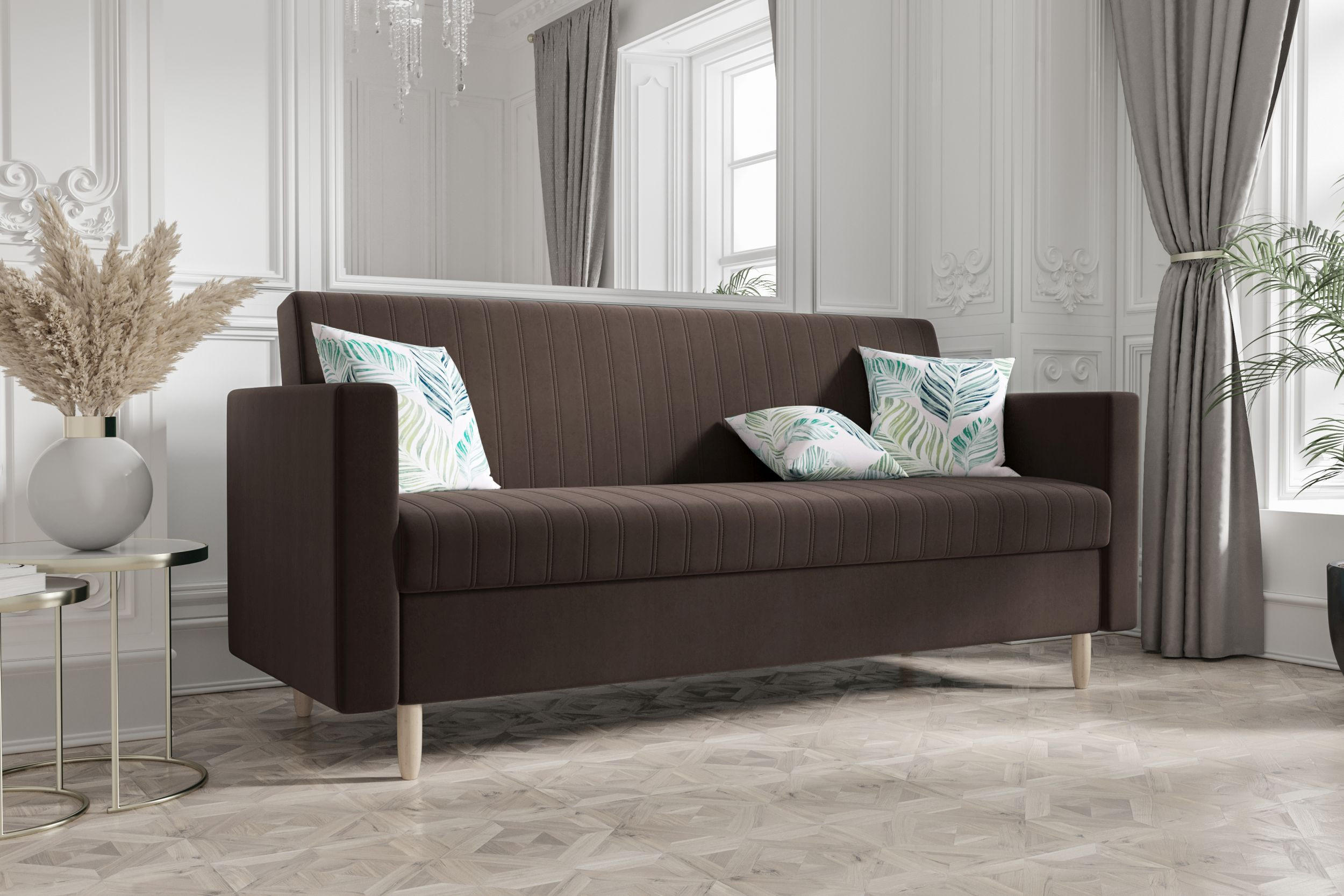 SOFA MELISA mit Schlaffunktion RIVIERA 26 mit Stauraum - Dunkelbraun, Textil (87/95/216cm) - Bedante