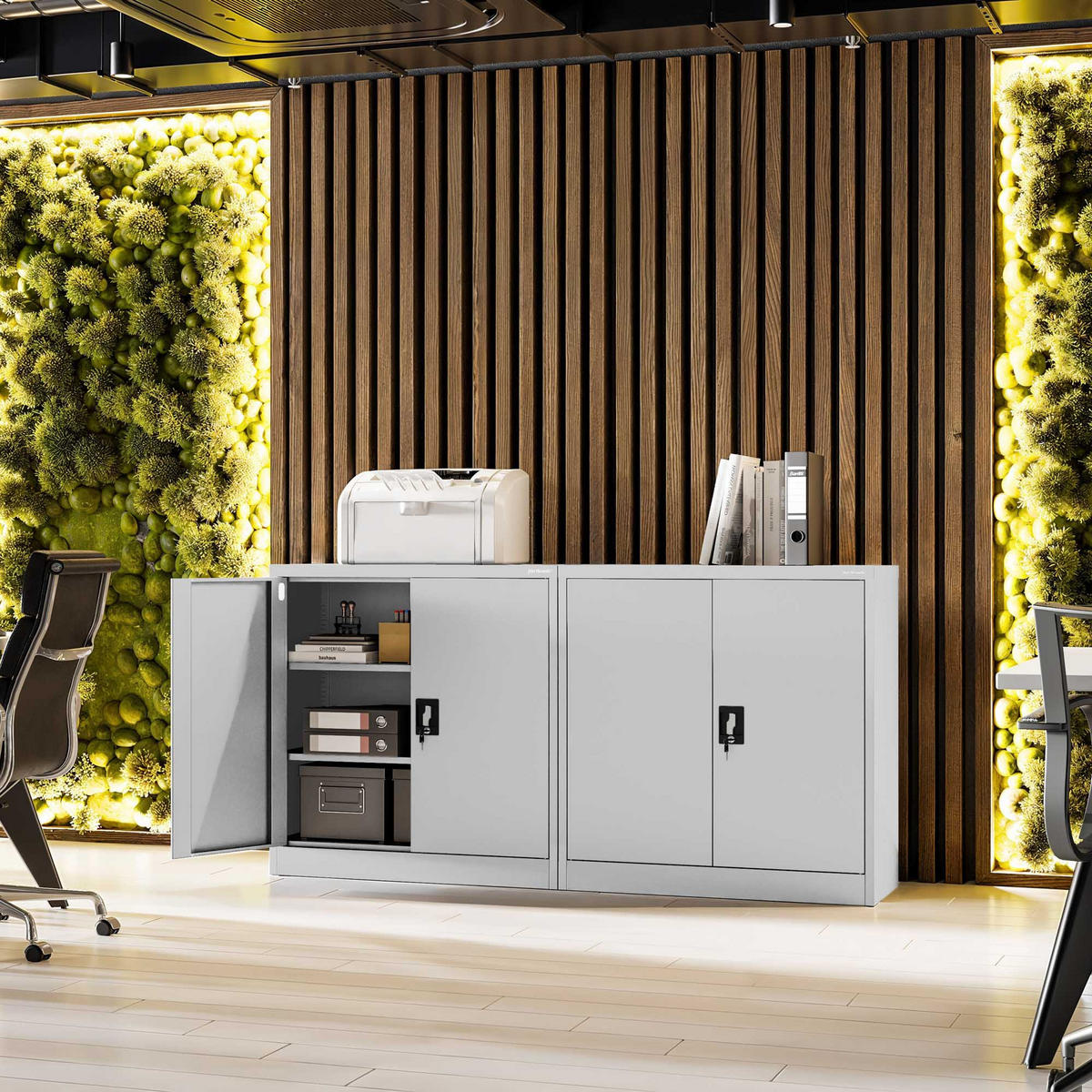 METALLSCHRANK Beata - Grau, Metall (90/93/40cm) - Jan Nowak