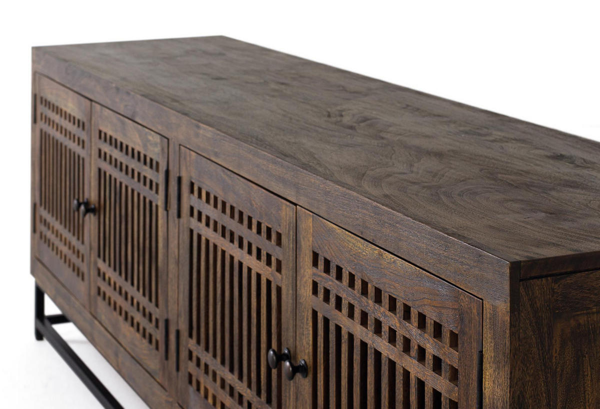 TV-SCHRANK aus Akazienholz und Metallbeinen mit 4 Türen - Braun, Holz (200/65/45cm) - Giner y Colomer