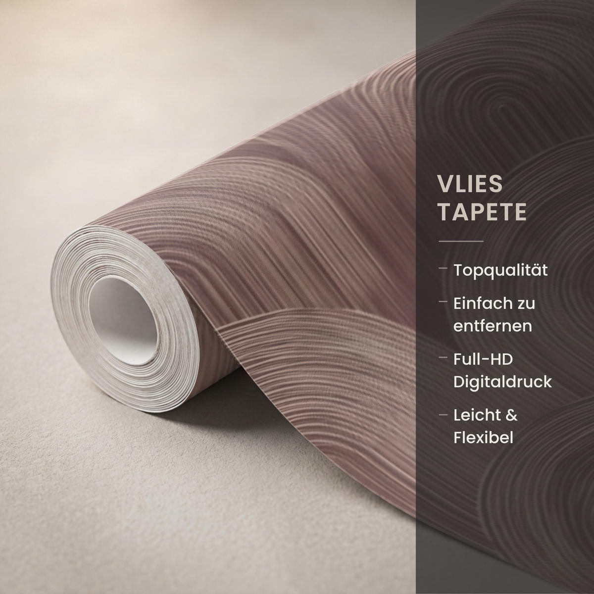 TAPETE - Rhythmic - Aufschlag - Braun - 450x200 cm - Dunkelbraun, Papier (450/200cm) - OnlyWow