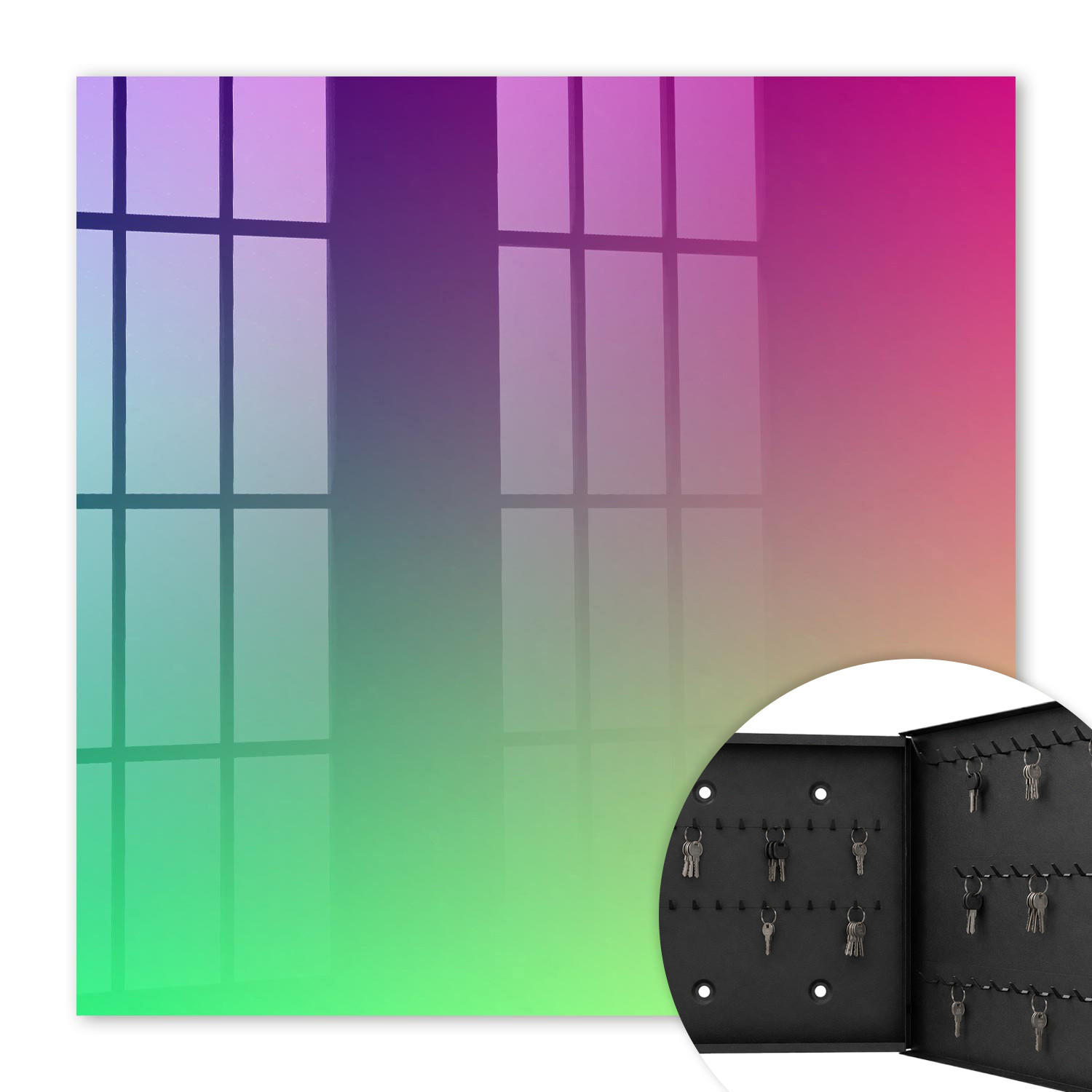 SCHLÜSSELBOX Schwarz 30x30 cm- Türöffnung nach rechts - Farbverlauf - Lila, Metall (30/30/5cm) - TULUP