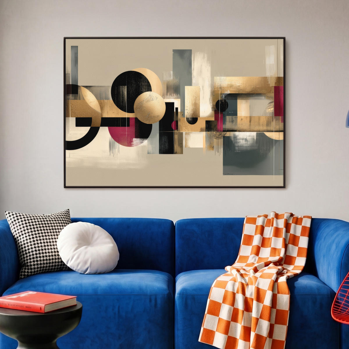 LEINWAND Bilder mit Rahmen - Abstrakt - Formen - Beige - Texturen - 90x60 - Beige, Textil (90/60cm) - MuchoWow