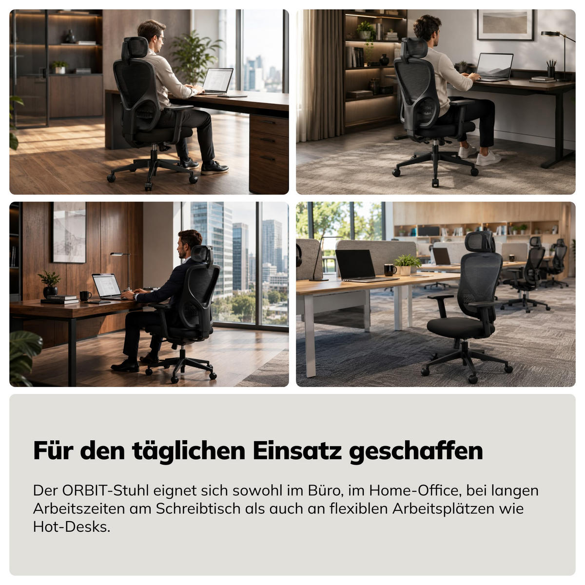 BÜROSTUHL mit Kopfstütze ORBIT - Schwarz, Textil (52/124/47cm) - Jan Nowak