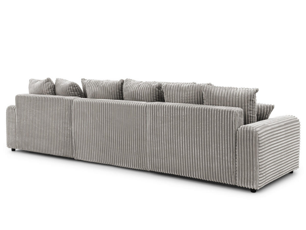 WOHNLANDSCHAFT Calma mit Schlaffunktion und Bettkasten im Bumpy-Design aus weichem Taupe Plüschcord - Taupe/Beige, Holz/Textil (336/88/140cm) - S-Style