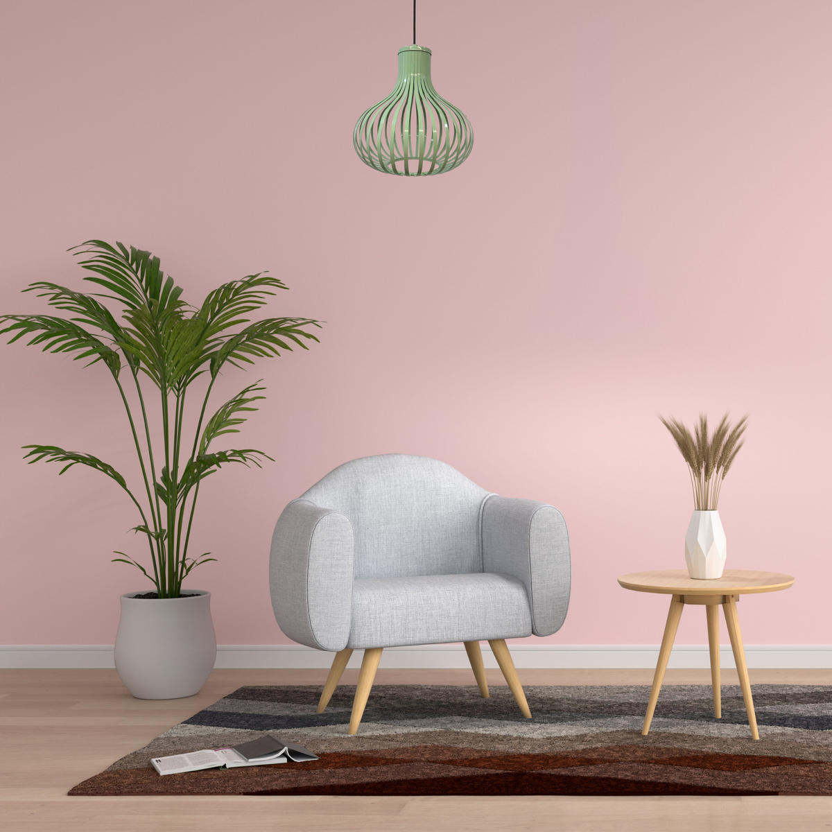 PENDELLEUCHTE Pear 30/35 cm - Mintgrün, Holz/Metall (30/35cm) - Bamyum
